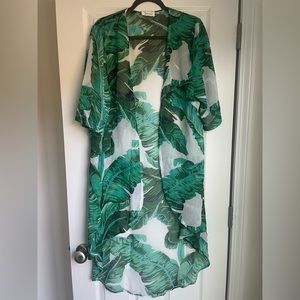 Soul Young Women's Floral Kimono Cardigan Swimsuit Beach Cover up w Open Front